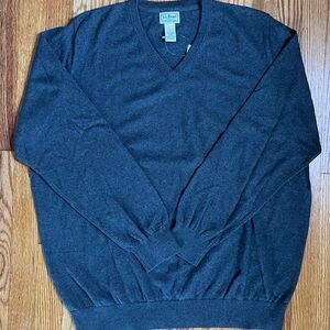 L.L. Bean Men's Charcoal Cotton/Cashmere V-Neck Sweater